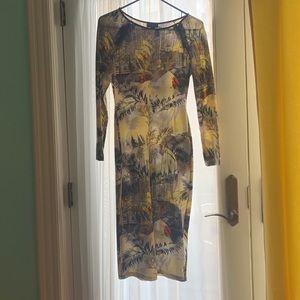 Tropical patterned bodycon dress